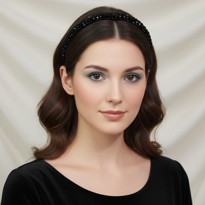 Matu stīpiņa &quot;Elegantais kristāls&quot; melna