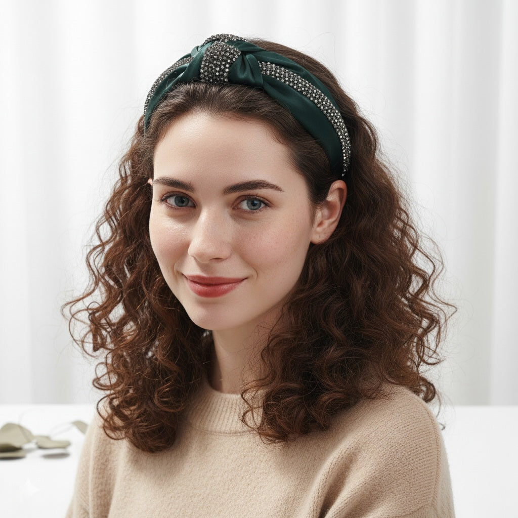 Matu stīpiņa &quot;Kristālu mezgls&quot; tumši zaļa