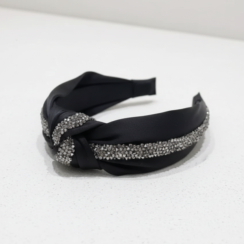 Matu stīpiņa &quot;Kristālu mezgls&quot; melna